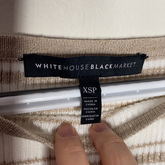 White House Black Market Metallic-Stripe Peplum Sweater size XS petite - Picture 9 of 11